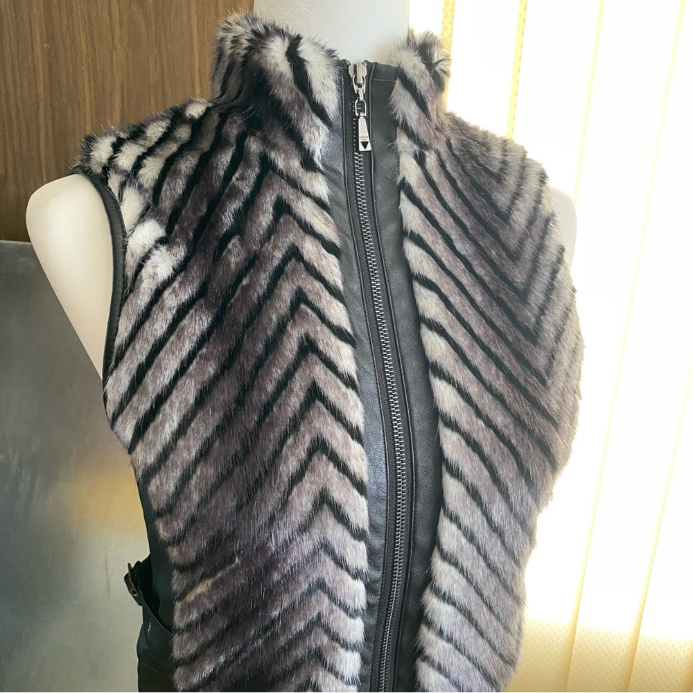 Guess Y2K fuzzy faux fur and vegan leather vest